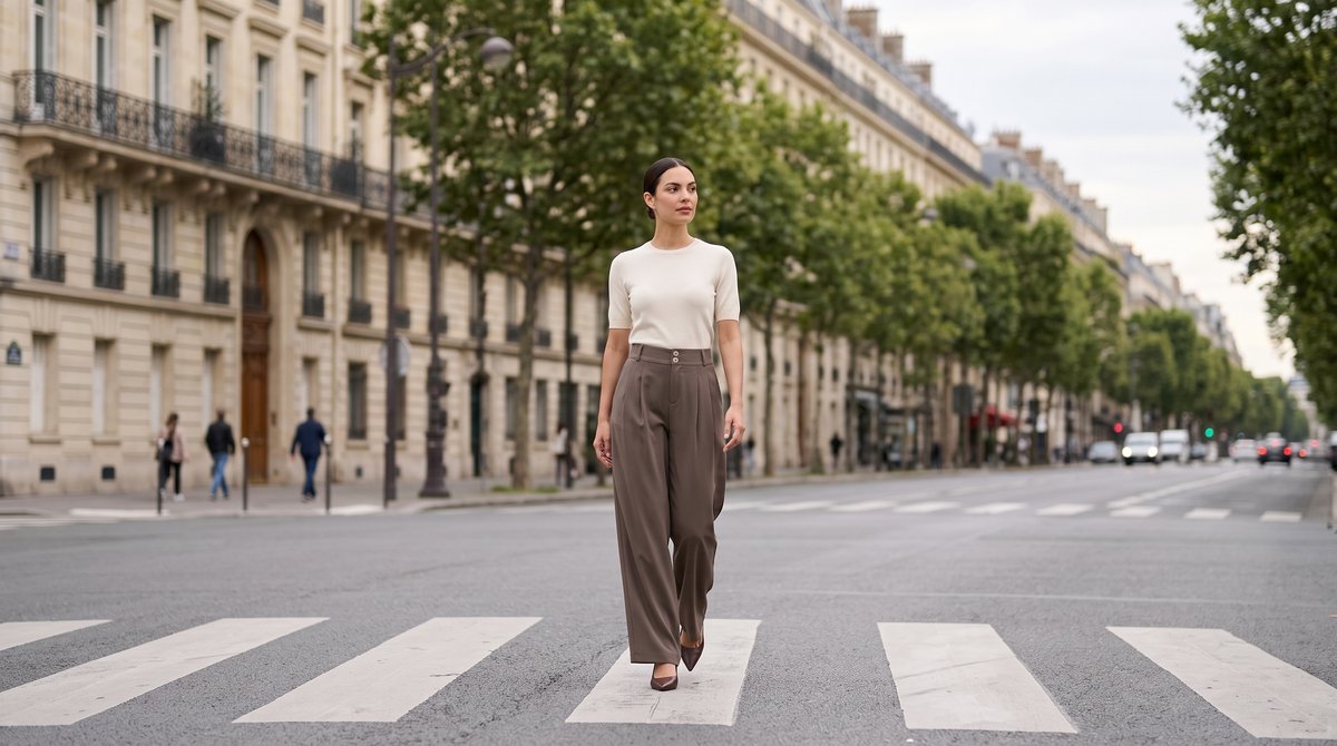 Pantalon large Alma porté en situation