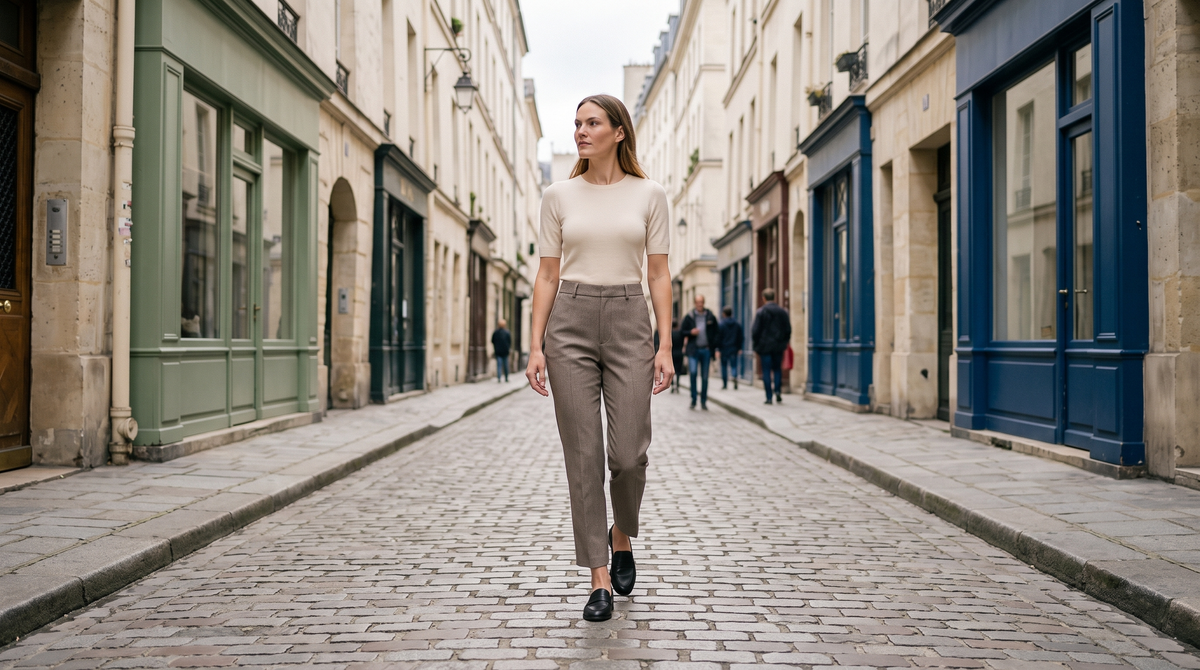 Pantalon cigarette Aude porté en situation