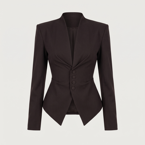 Blazer cintré marron espresso Adele, vue du vêtement seul sur fond clair - Lonamy
