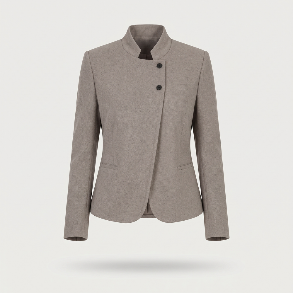 Blazer femme Alix taupe, vêtement seul vu de face - Lonamy