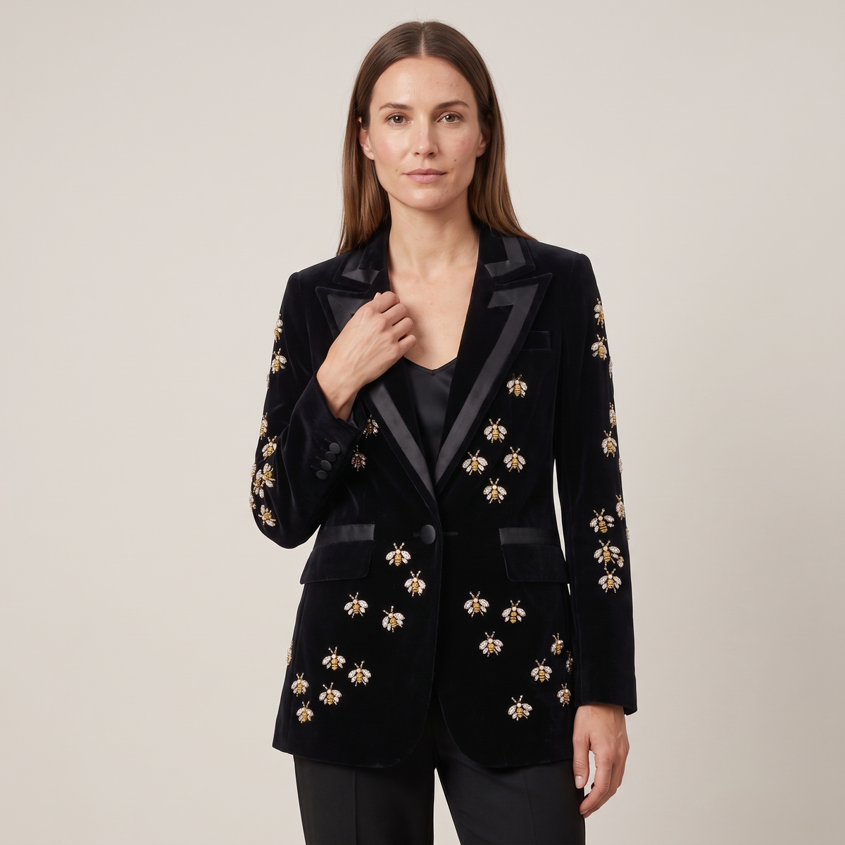 Blazer velours noir berenice