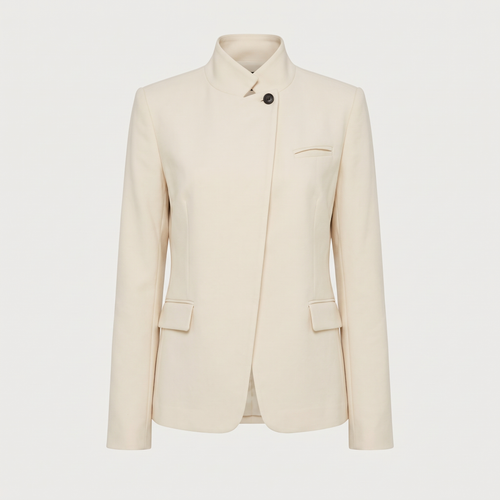 Blazer femme Élise écru à col officier, vue du vêtement seul - Lonamy