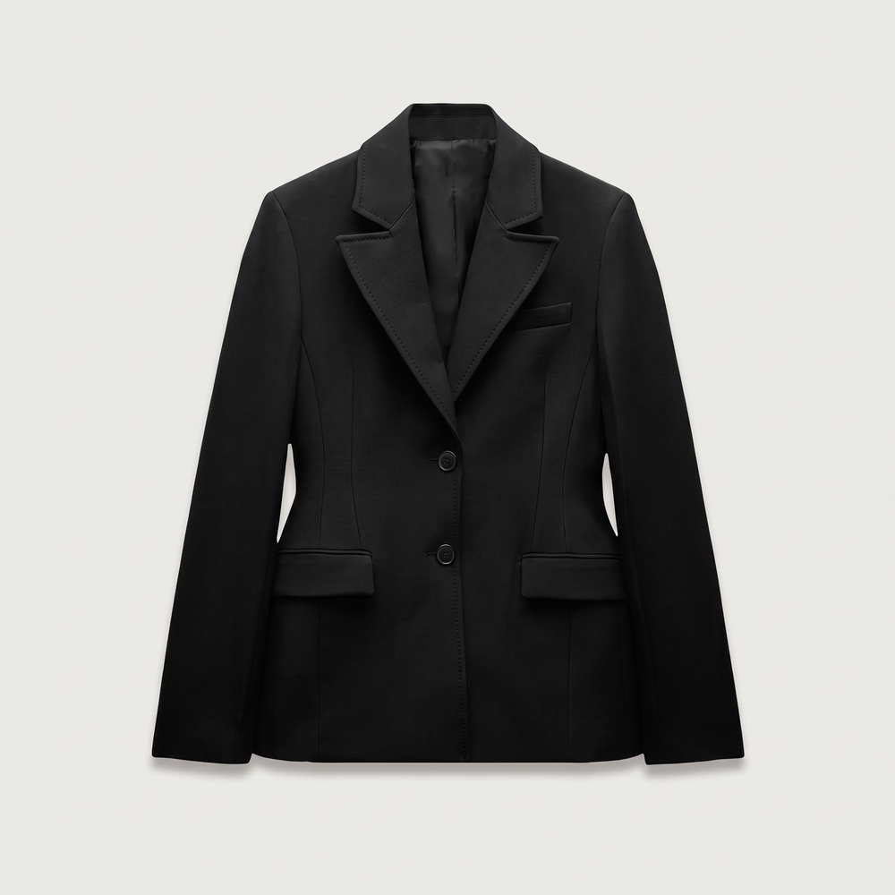 Blazer femme Faustine noir, coupe cintrée à épaulettes - Lonamy