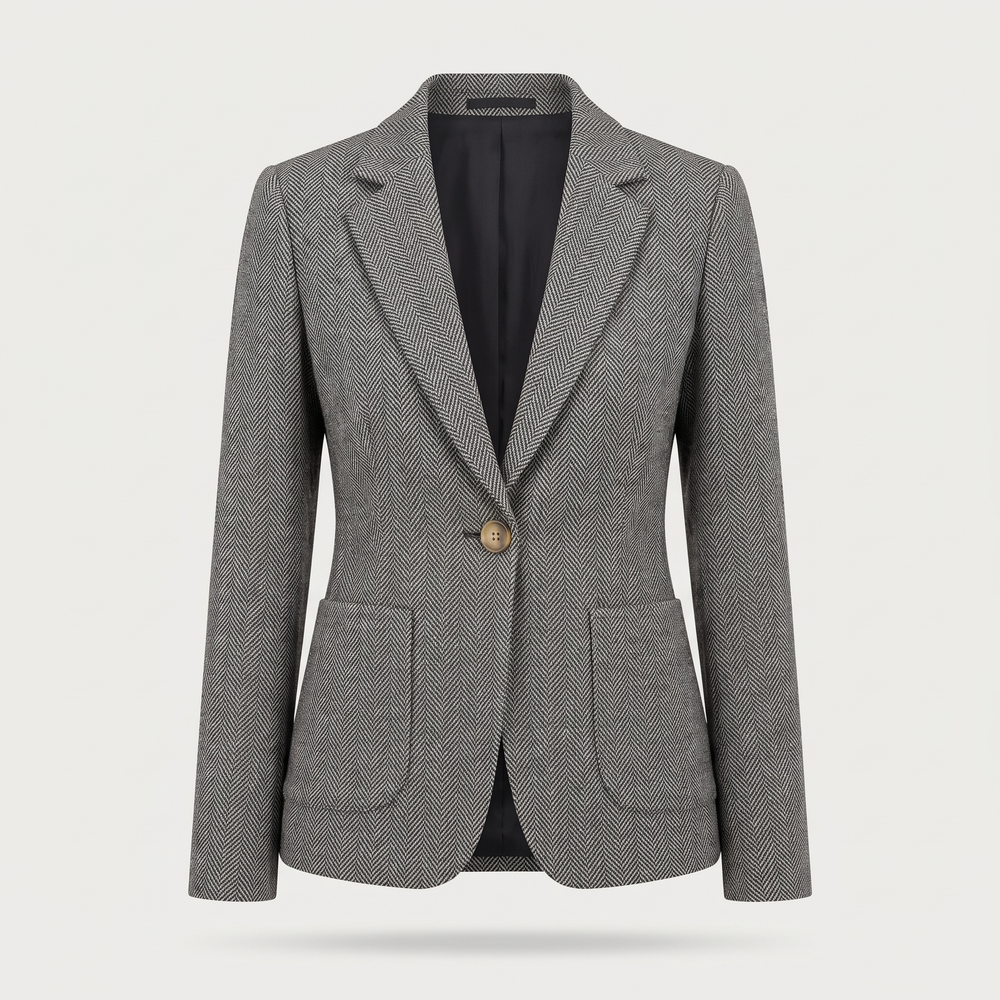 Blazer femme Octavie en chevron gris, vue du vêtement seul - Lonamy