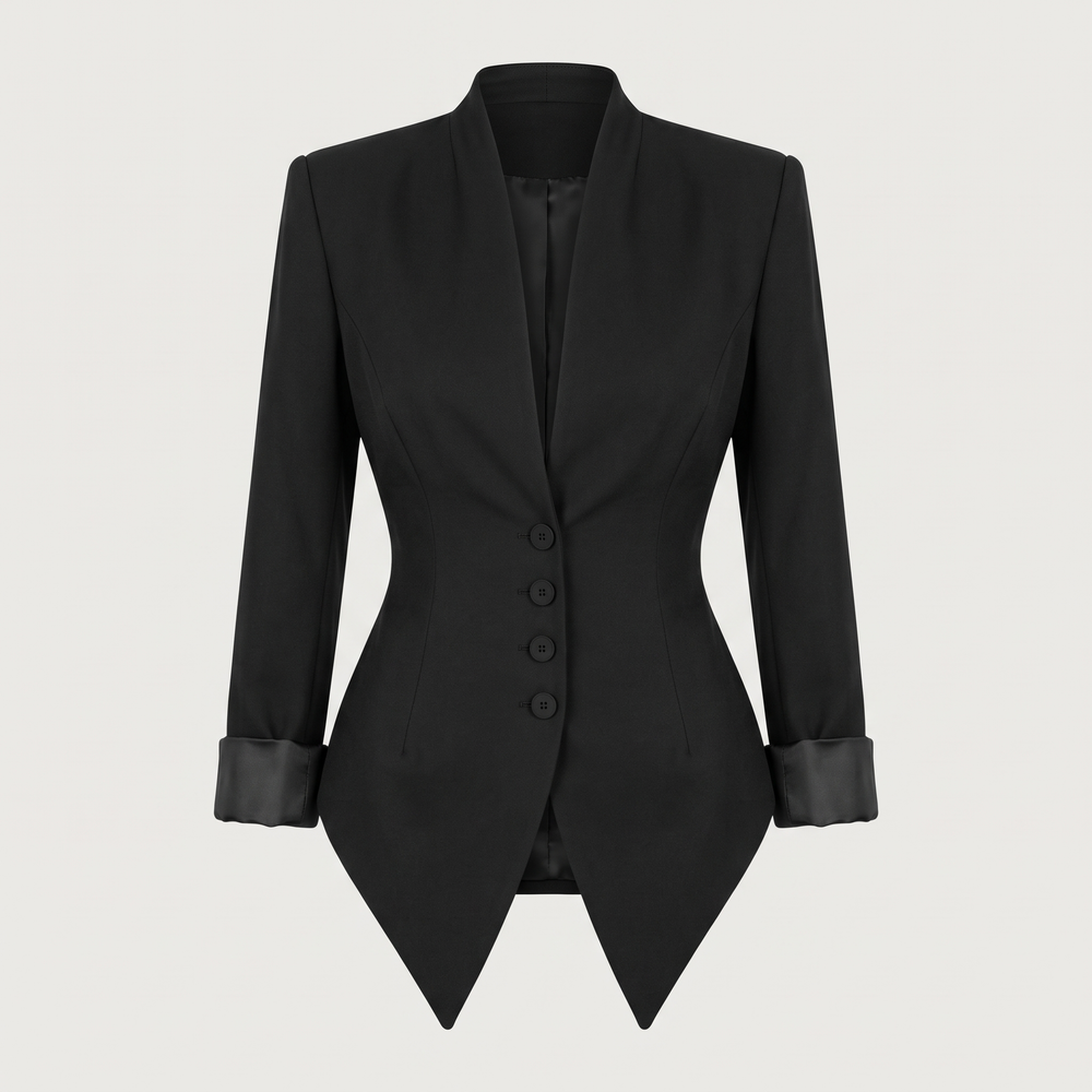 Blazer cintré femme Ombeline en noir, vue du vêtement seul - Lonamy