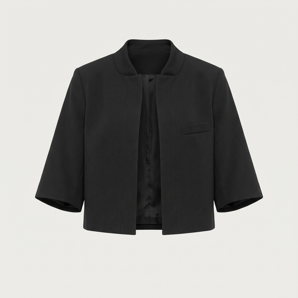 Blazer femme Constance court noir, vue du vêtement seul - Lonamy