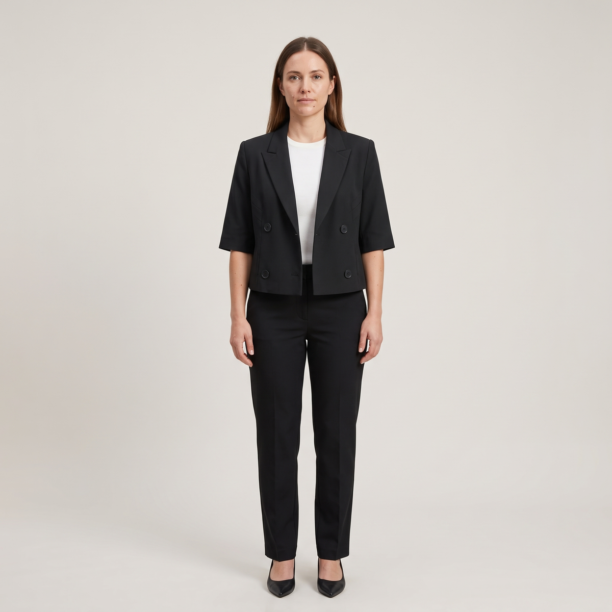 Blazer court noir manches courtes tiphaine