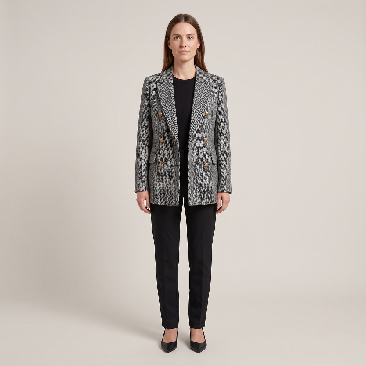 Blazer croisé chevron gris louise
