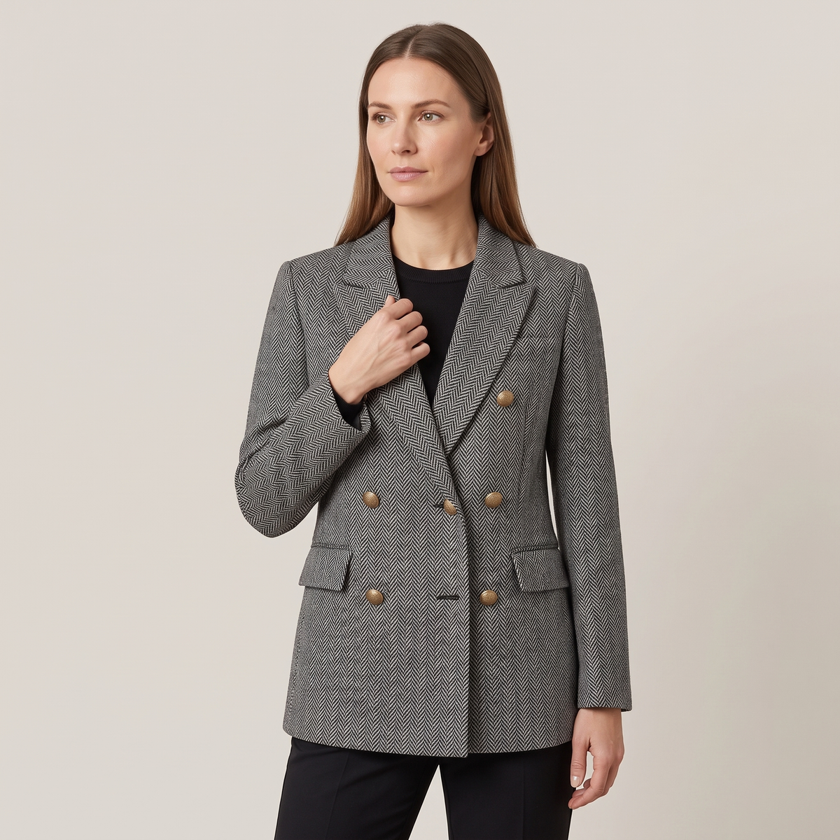 Blazer croisé chevron gris louise