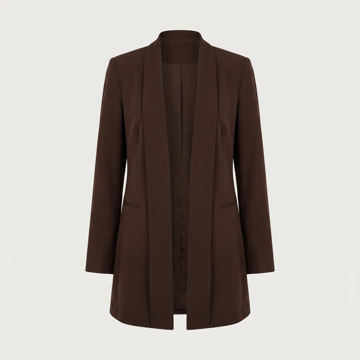 Blazer long col châle marron chocolat madeleine