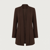Blazer long col châle marron chocolat madeleine