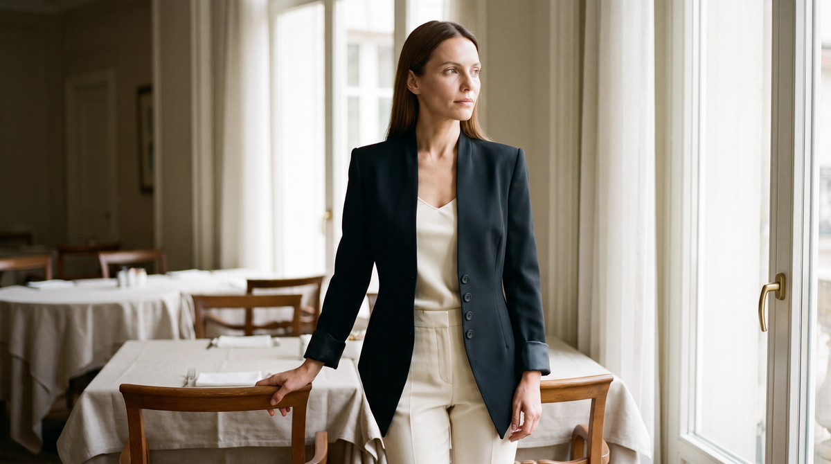 Blazer cintré noir ombeline, photo en situation