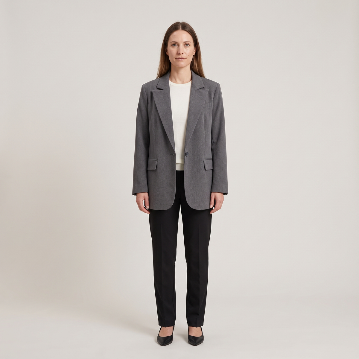 Blazer oversize gris chiné ninon