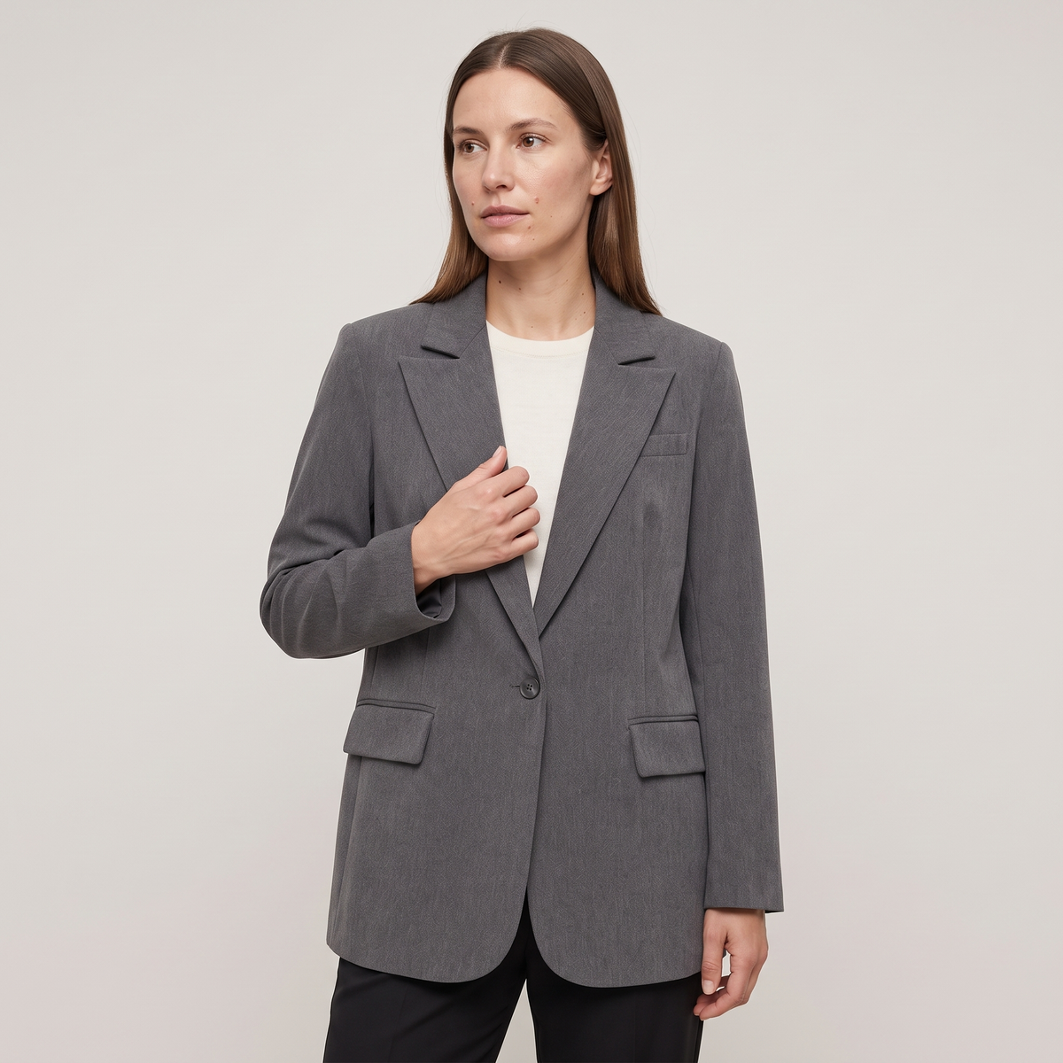 Blazer oversize gris chiné ninon