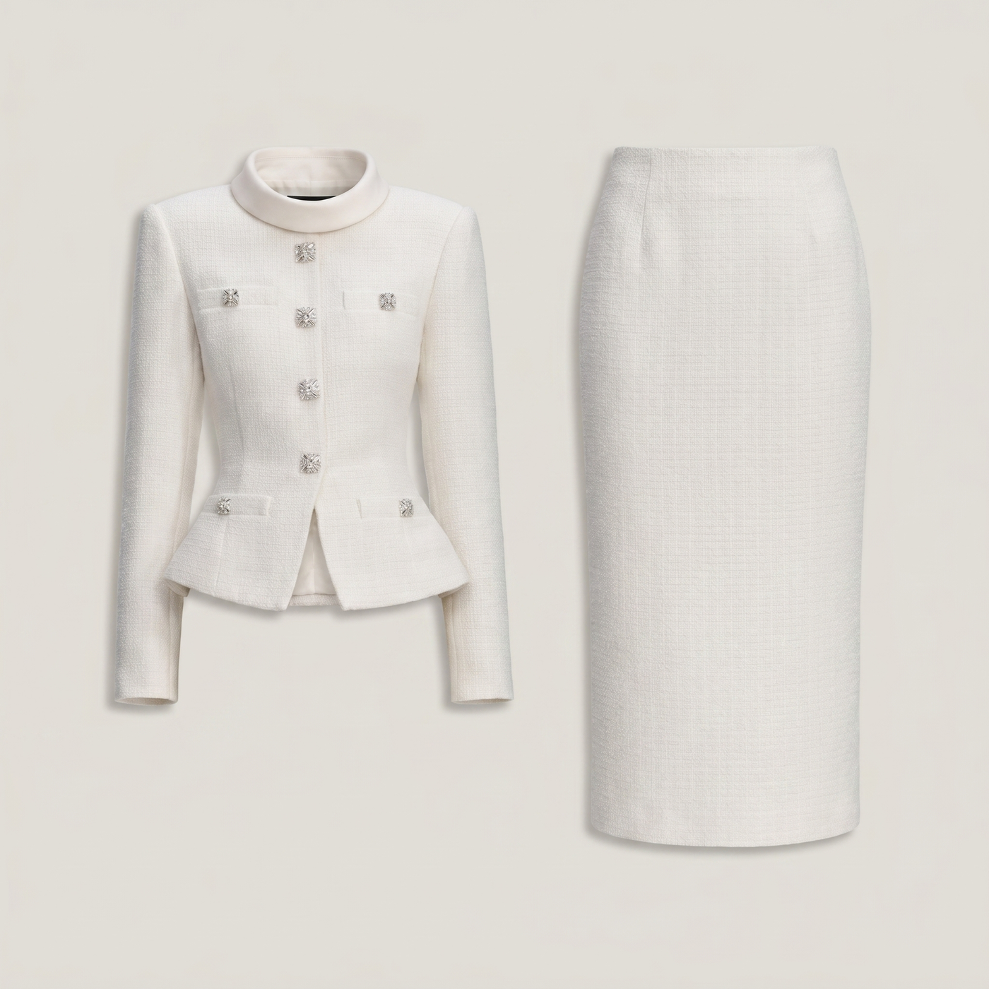 Ensemble tweed deux pièces eva blanc