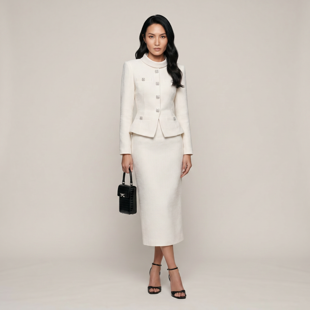 Ensemble tweed blanc femme Eva - Lonamy