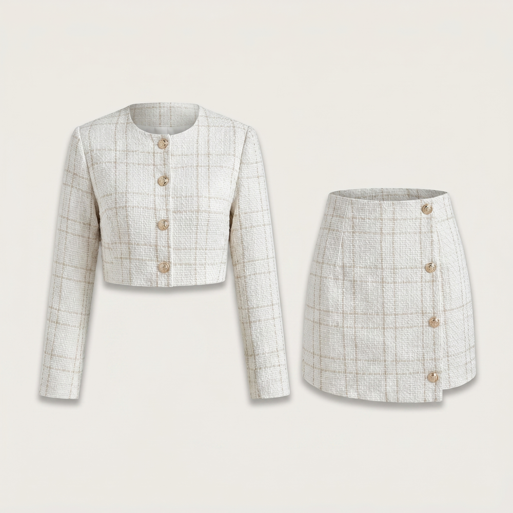 Ensemble tweed femme Mia crème - Lonamy
