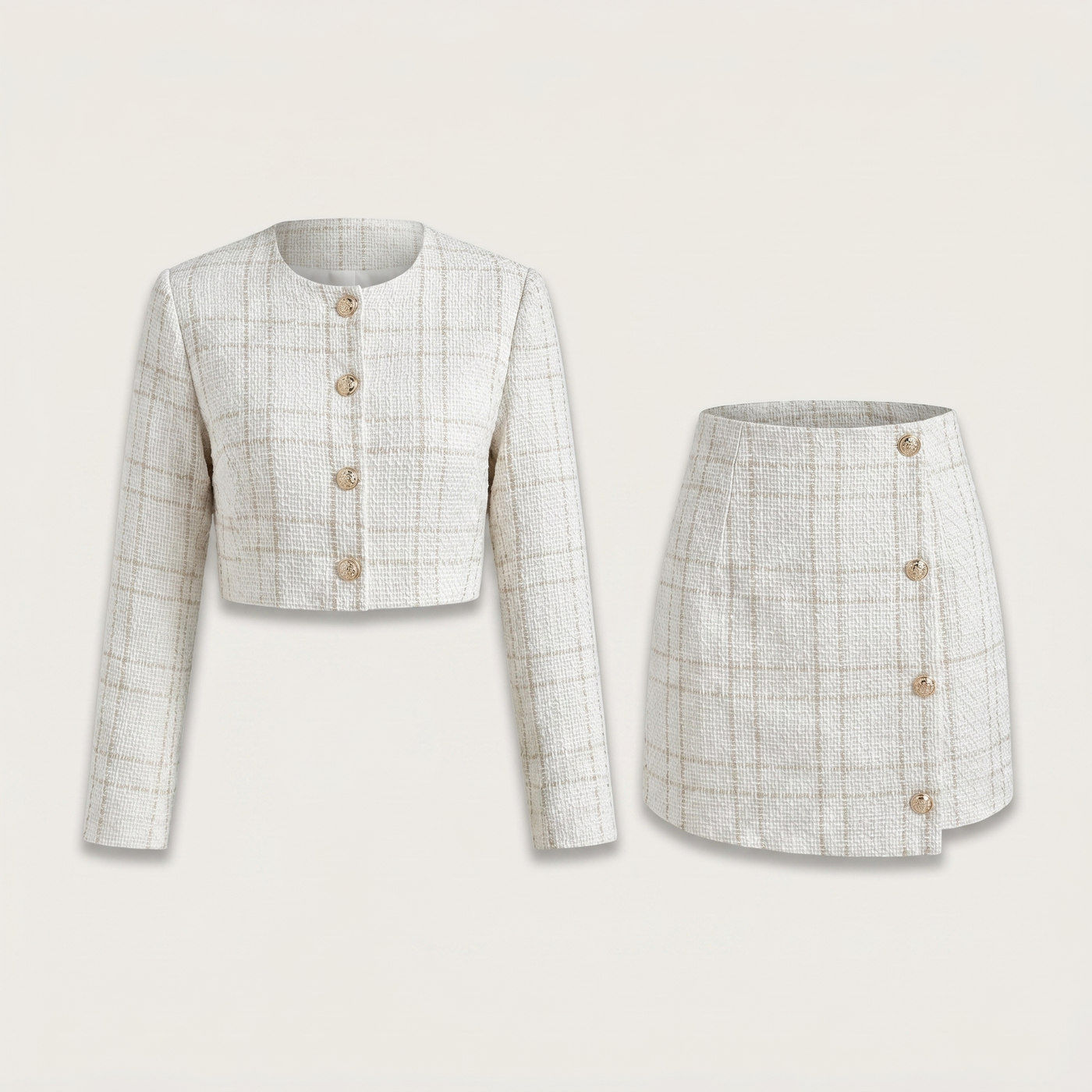 Ensemble tweed deux pièces mia crème
