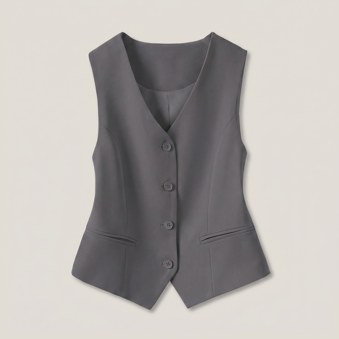 Gilet ajusté femme Suzon gris, vue de face - Lonamy