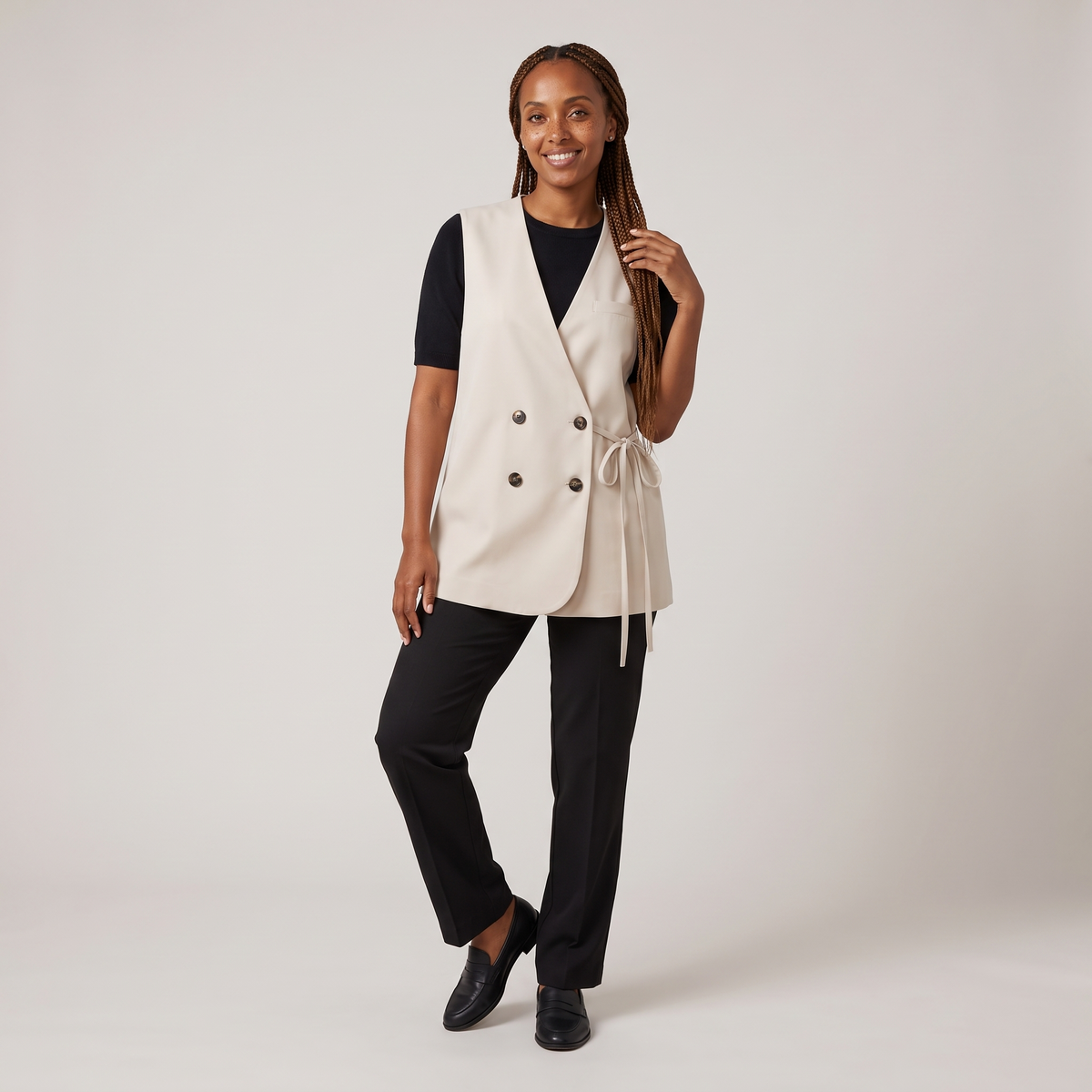 Gilet tailleur croisé à liens arielle