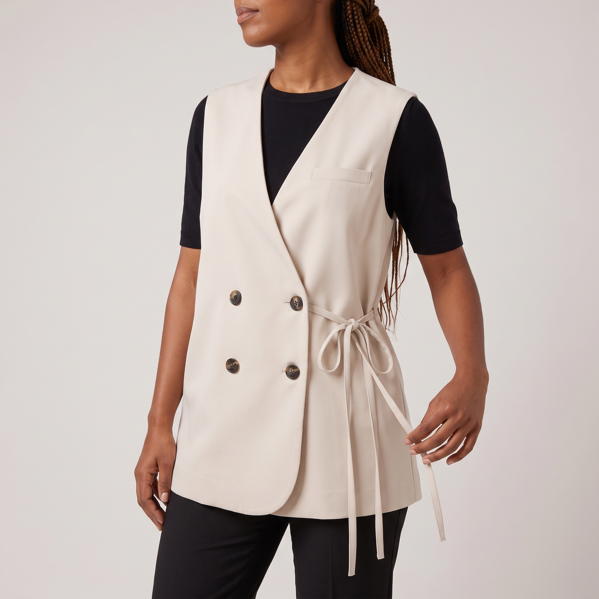 Gilet tailleur croisé à liens arielle