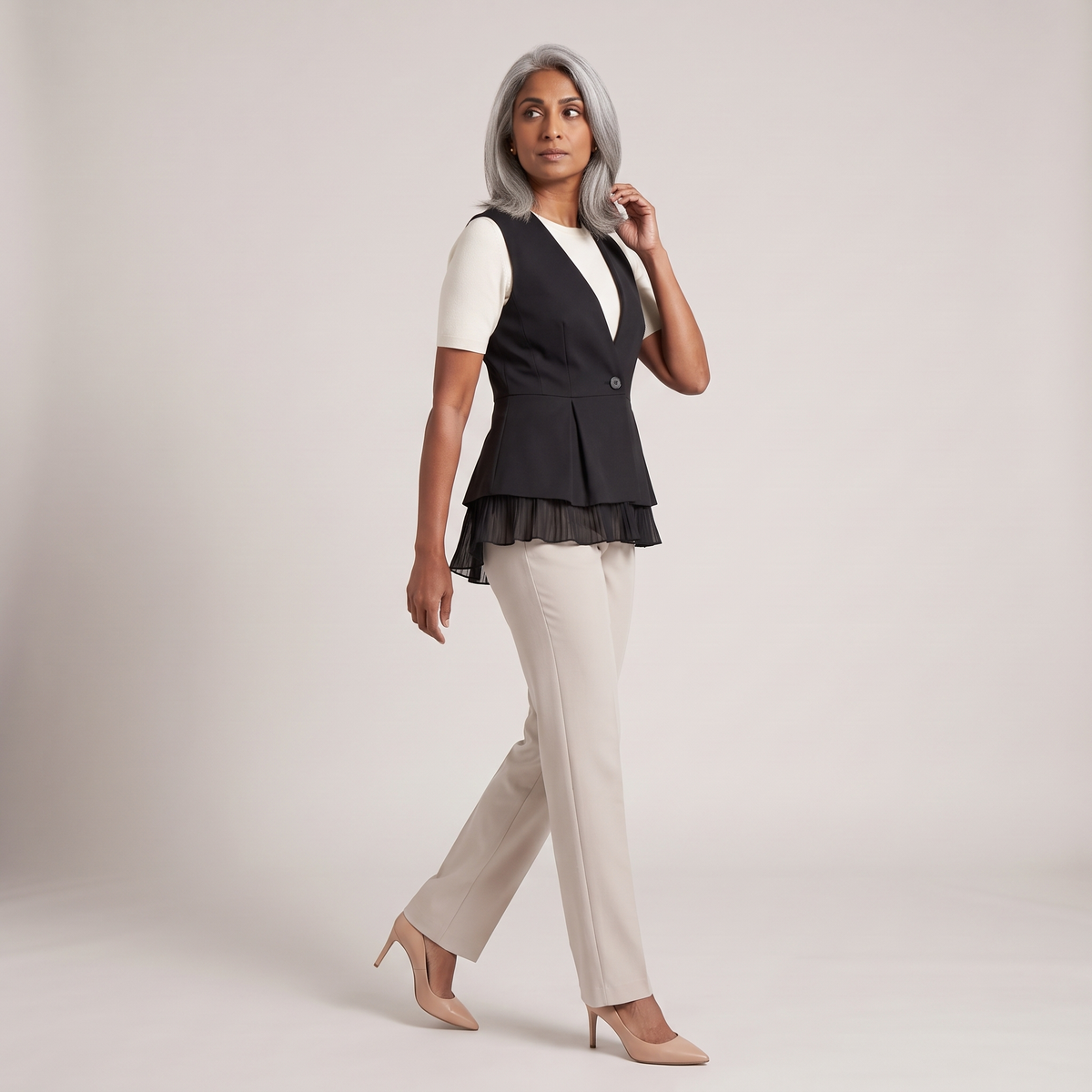 Gilet tailleur à basque charlotte