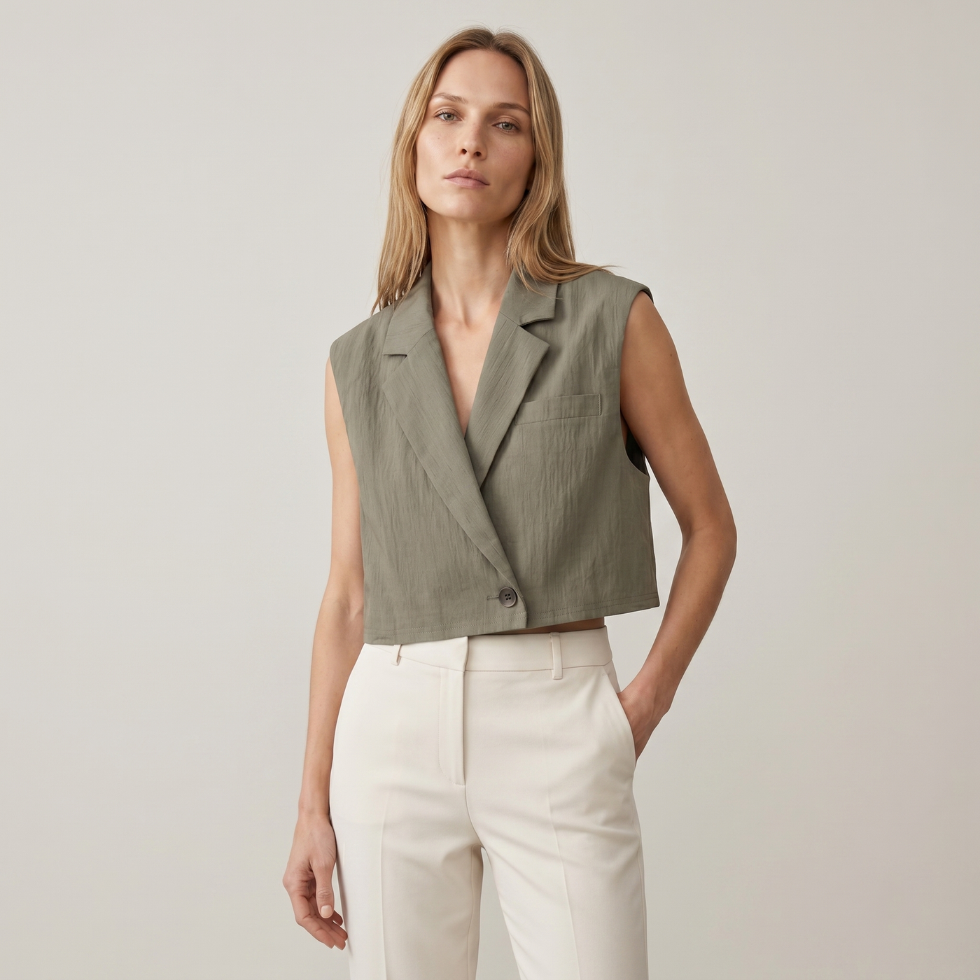 Gilet court mila taupe