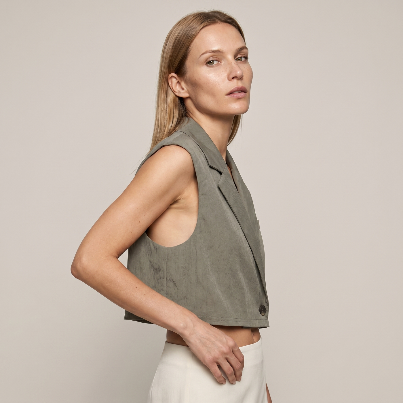 Gilet court mila taupe