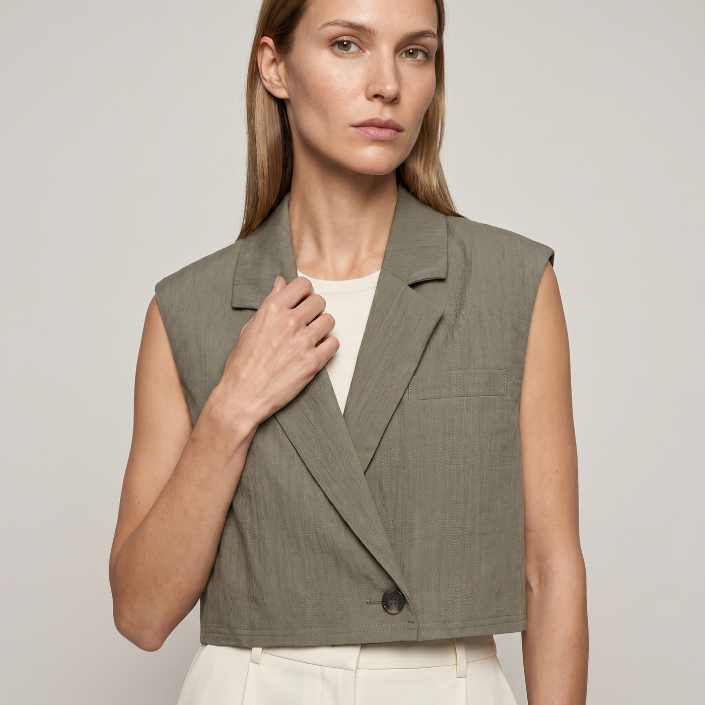 Gilet court mila taupe
