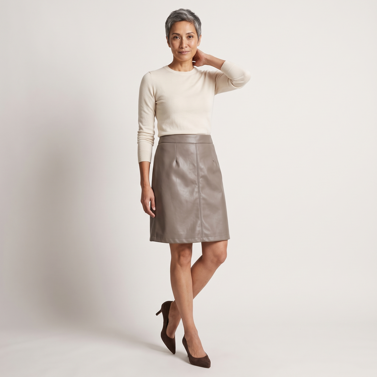 Jupe courte tailleur effet cuir daphné