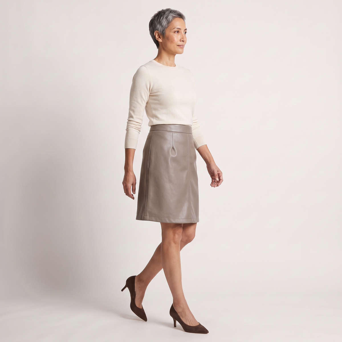 Jupe courte tailleur effet cuir daphné
