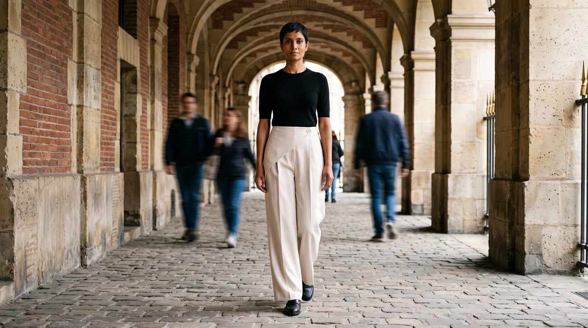 Pantalon large Ida porté en situation