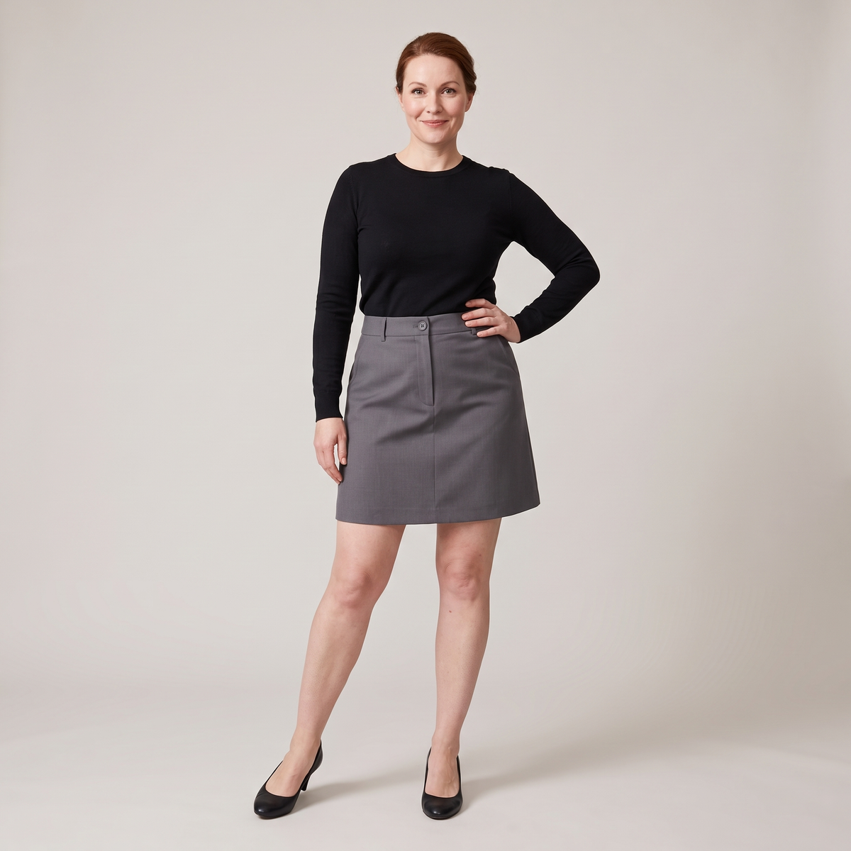 Jupe tailleur courte trapèze adélie