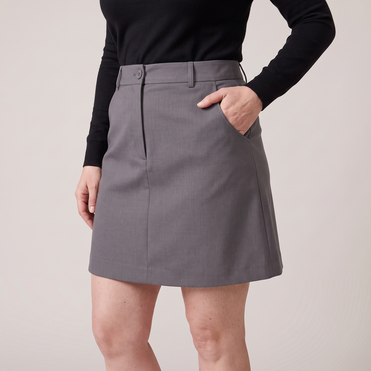 Jupe tailleur courte trapèze adélie