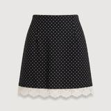 Jupe tailleur courte à pois célestine
