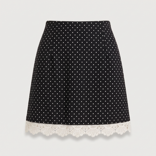 Jupe tailleur courte à pois célestine