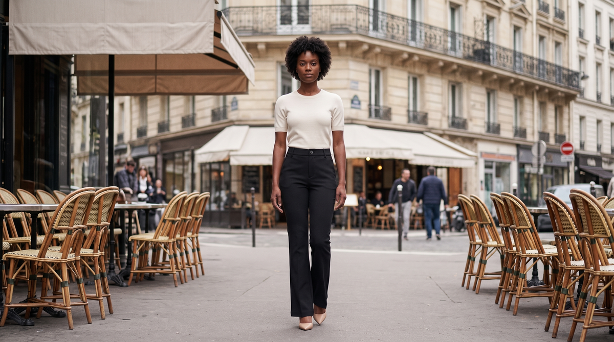Pantalon évasé luce porté en situation