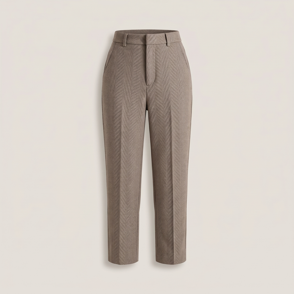 Pantalon cigarette femme Aude taupe, vue de face - Lonamy