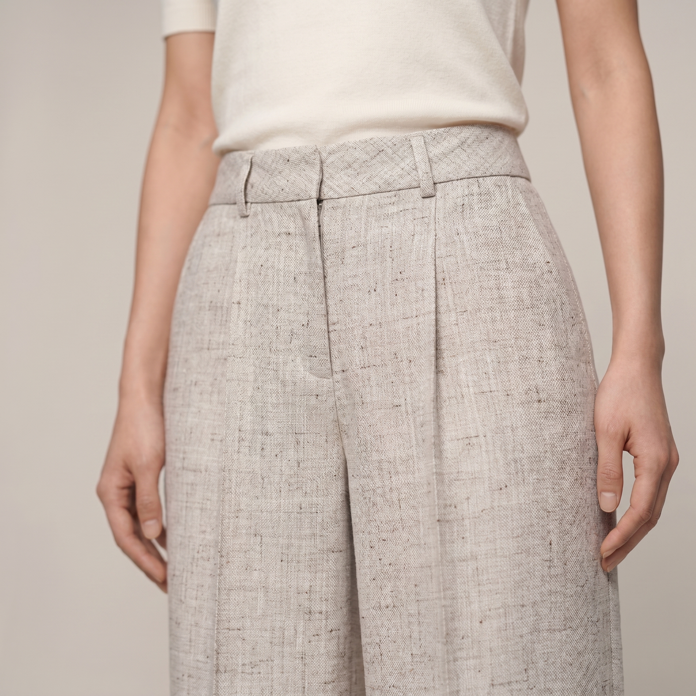 Pantalon droit june grège chiné