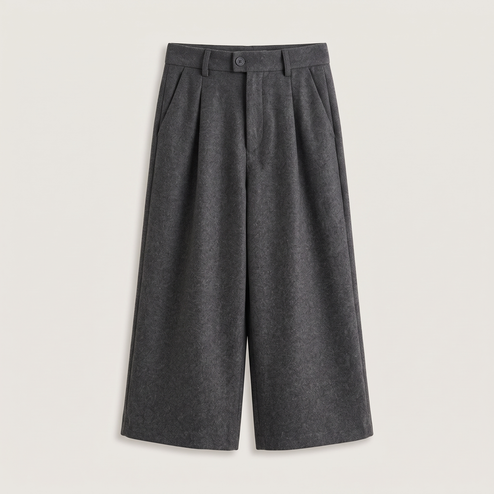 Pantalon jupe-culotte femme Léna gris, vue de face - Lonamy