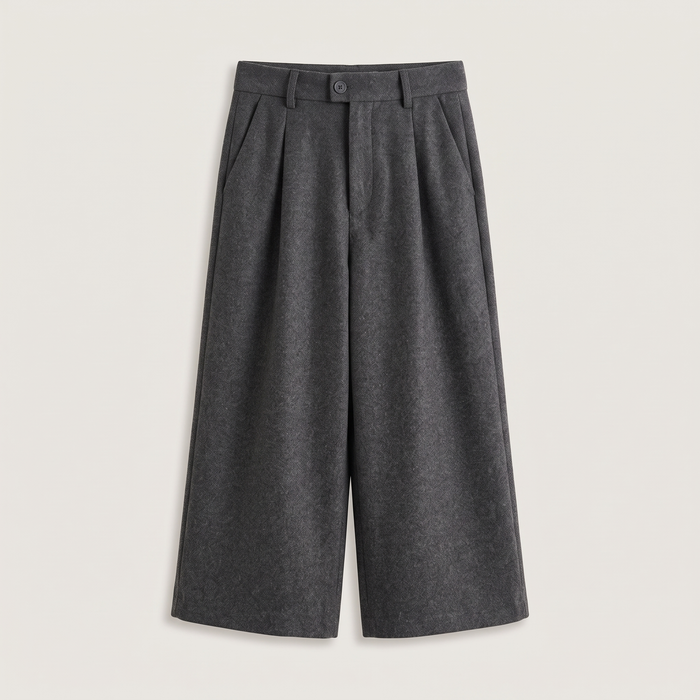Pantalon jupe-culotte femme Léna gris, vue de face - Lonamy
