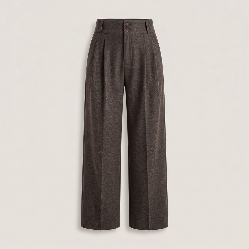Pantalon large femme Esther marron, vue de face - Lonamy