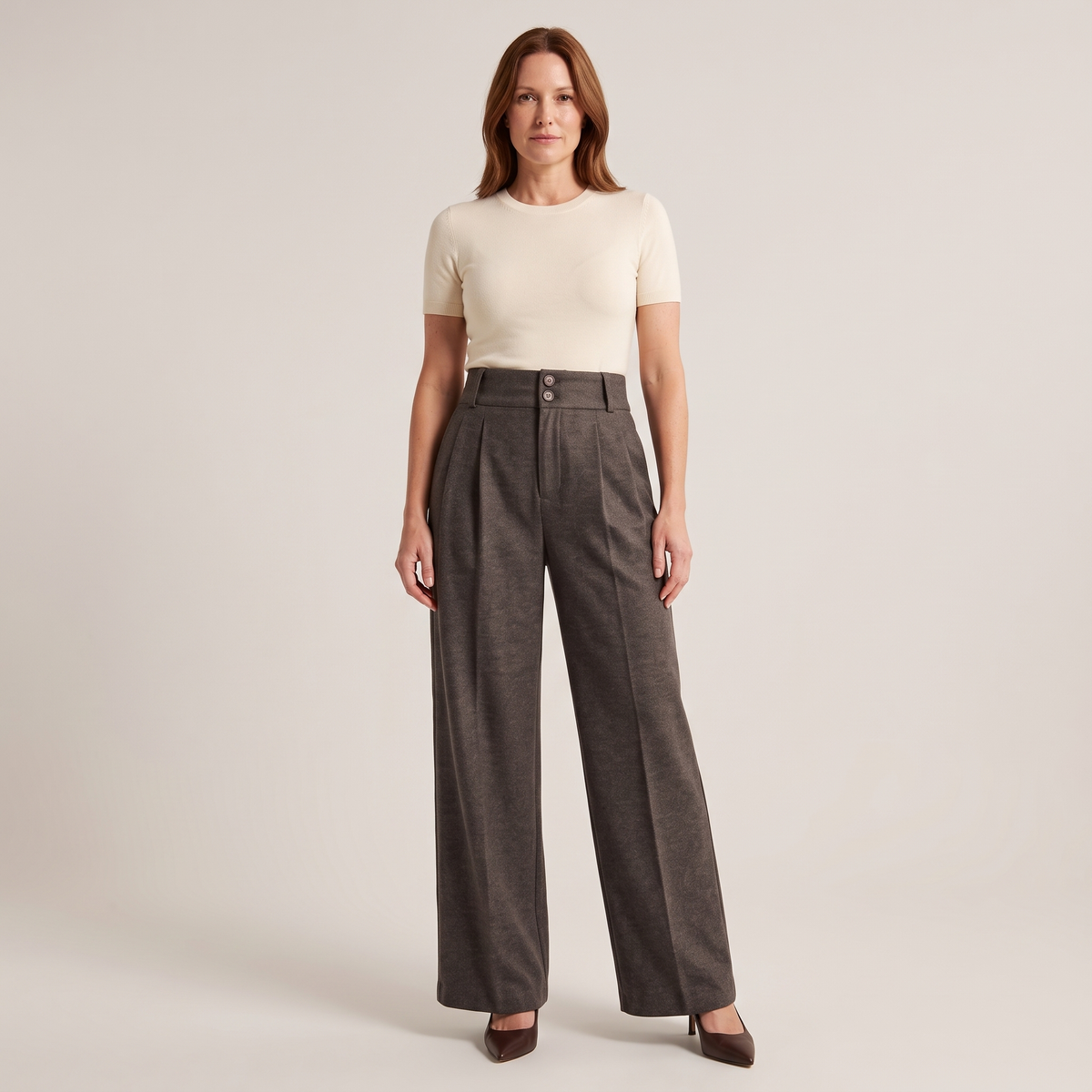 Pantalon large effet laine esther