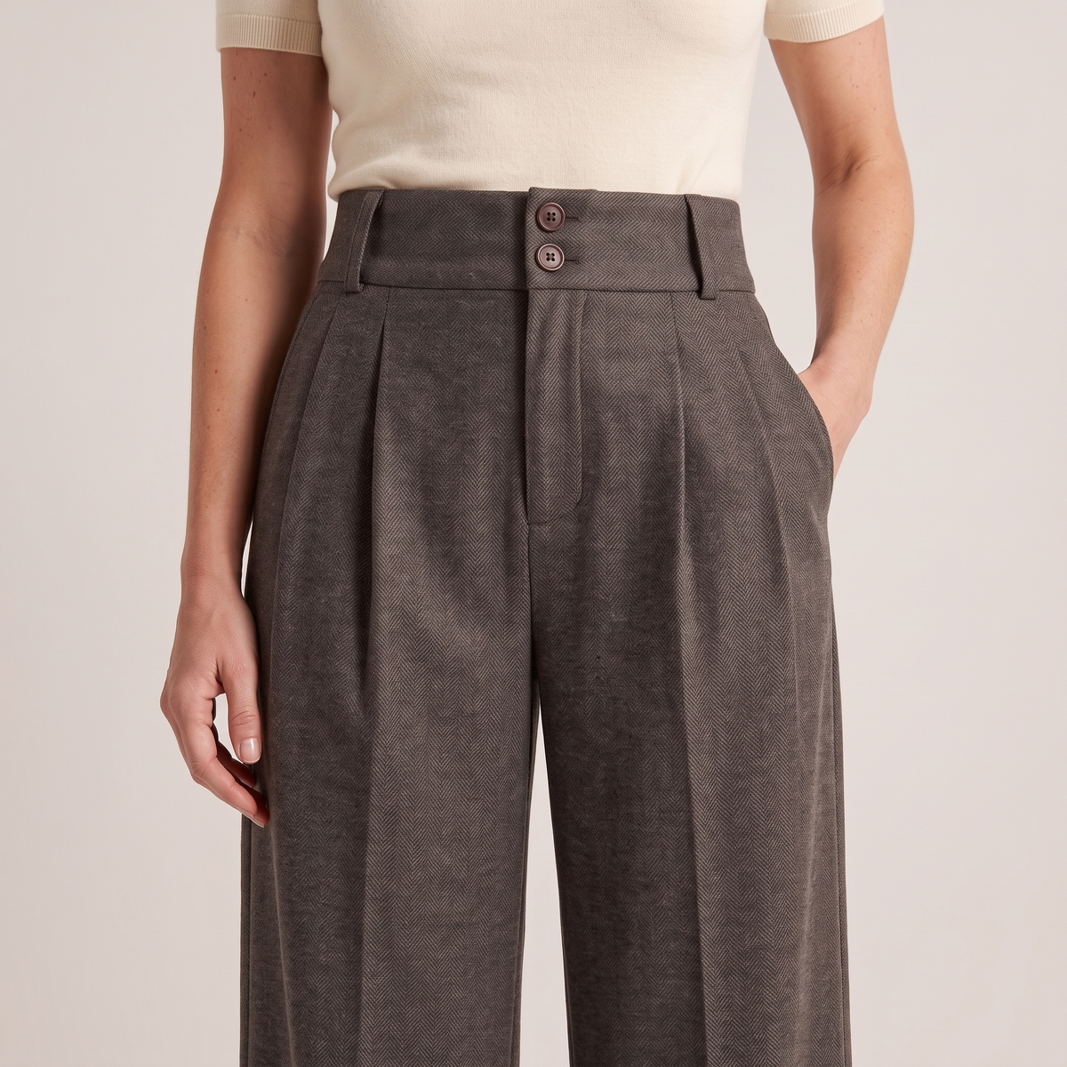 Pantalon large effet laine esther