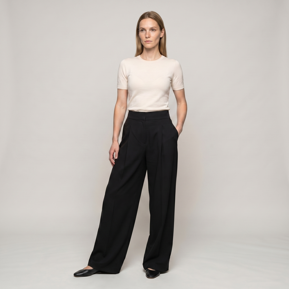 Pantalon large femme Jade noir - Lonamy