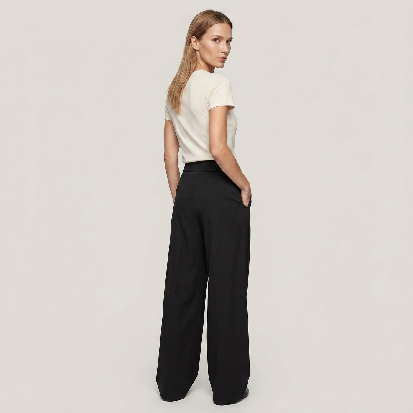 Pantalon large jade noir