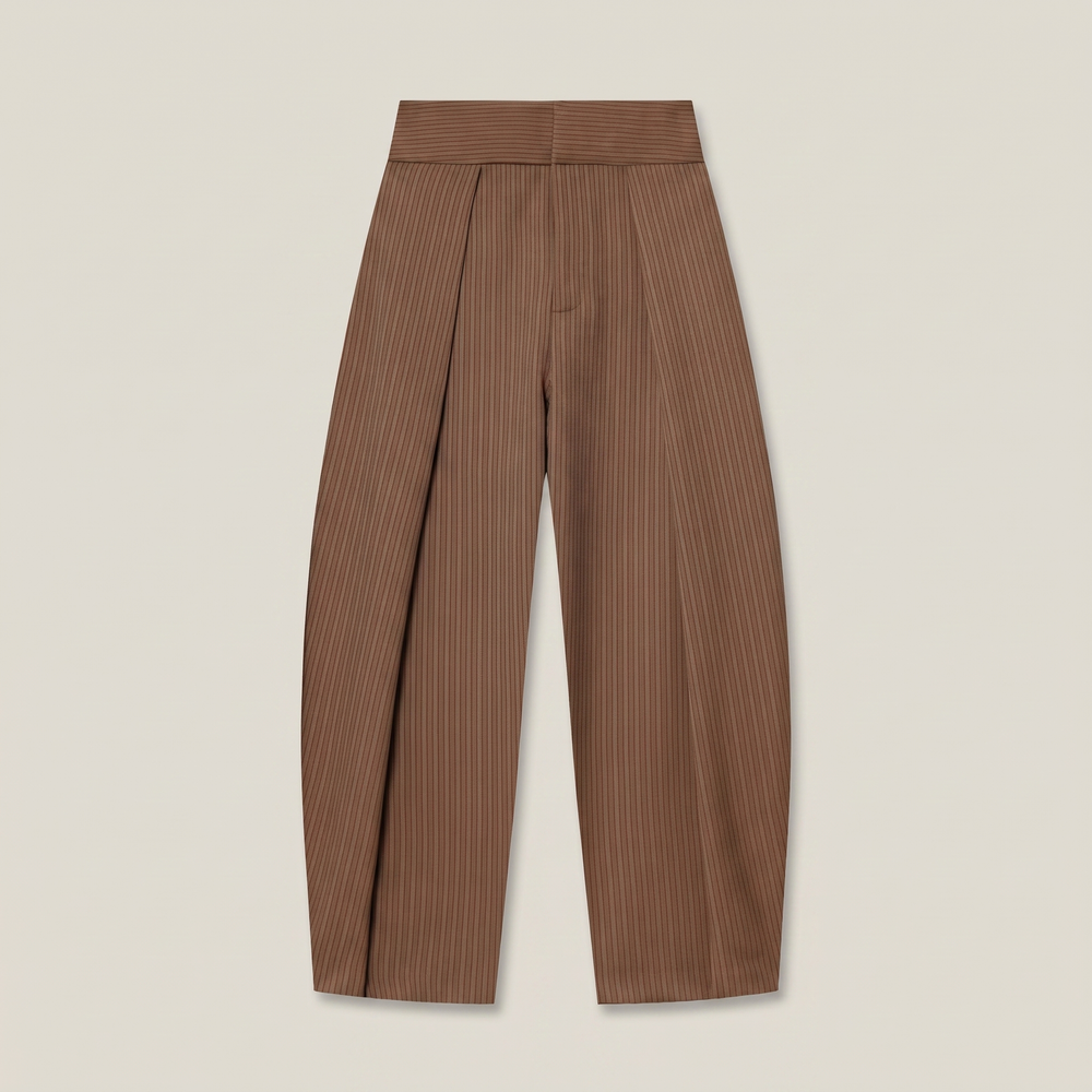 Pantalon large femme Lana marron rayé - Lonamy