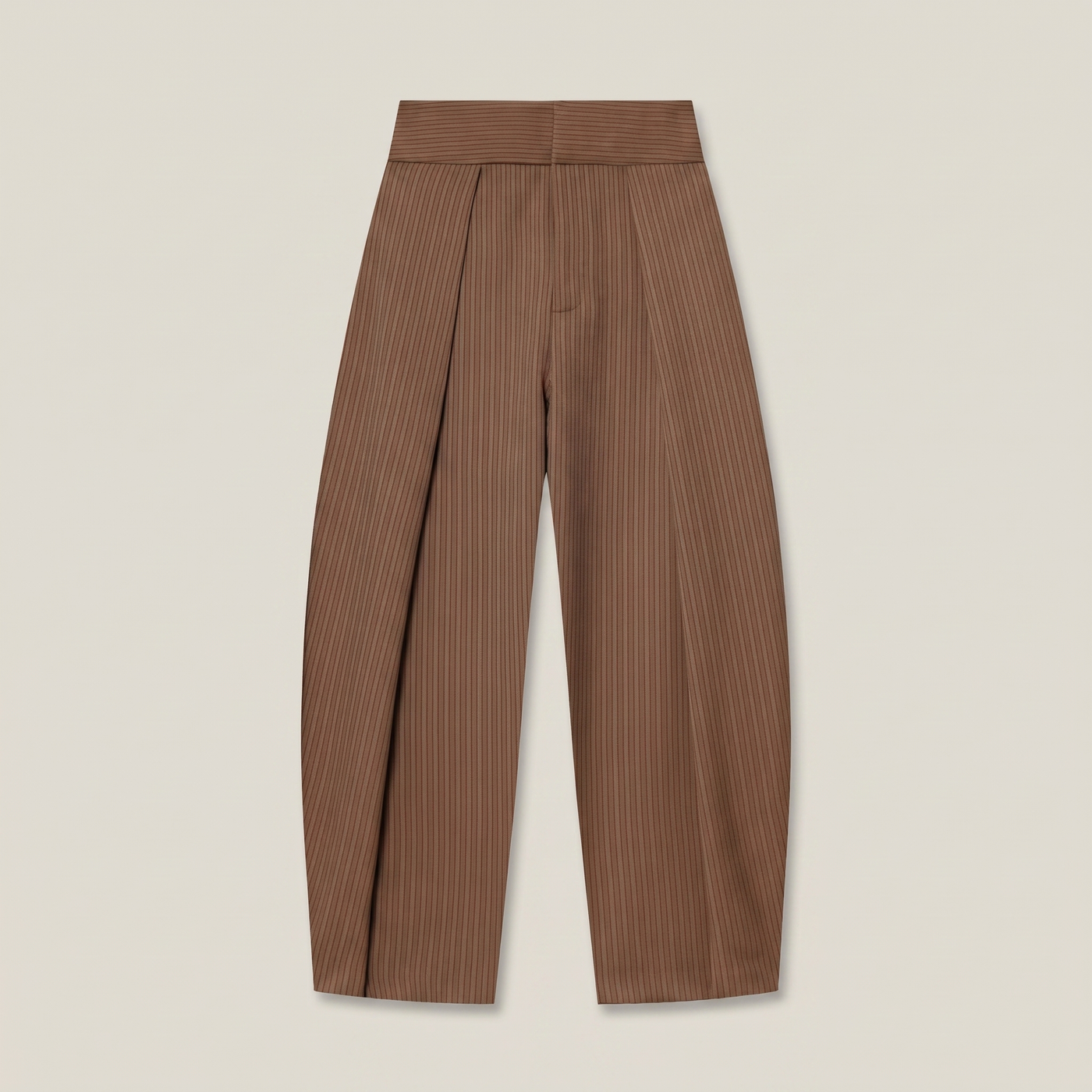 Pantalon large lana marron rayé