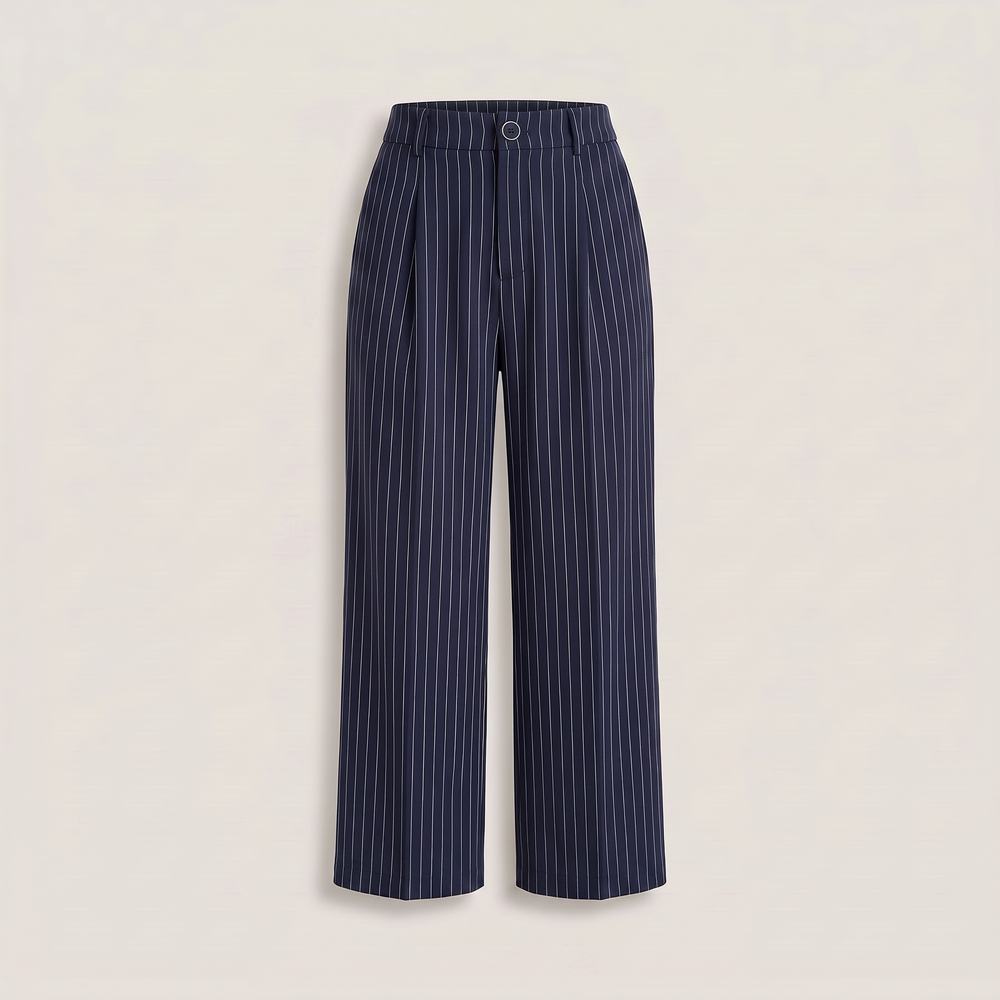 Pantalon large femme Selma marine, vue de face - Lonamy
