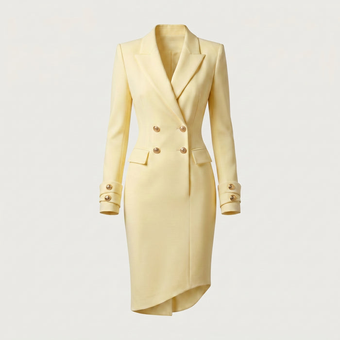 Robe blazer femme Salome jaune, vue de face - Lonamy